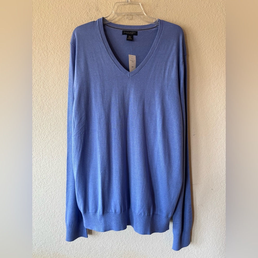 BANANA REPUBLIC SILK COTTON CASHMERE V-NECK SWEATER AFRICAN VIOLET XLT NWT